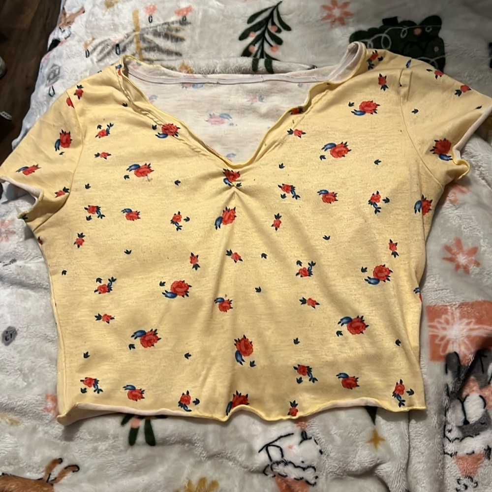 Yellow Floral Crop Top